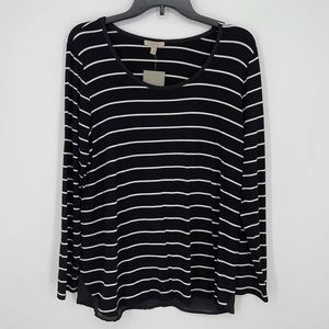 Anthropologie Bordeaux Black White Striped Sheer Back NWT Women’s Size M